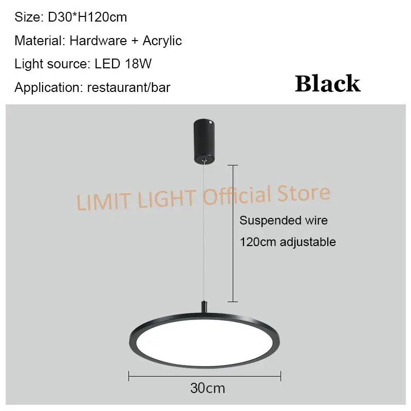 Creative Disc LED Black White Pendant Lights Modern Simple Restaurant Bar Cafe Living Room Bedroom Ultra-Thin Round Hanging Lamp