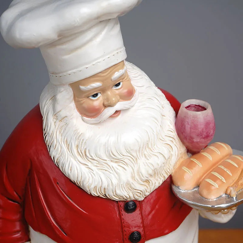 Modern Christmas Figures Table Home Decor Statues Santa Chef Wine Rack Storage Sculptures Figurines For Interior Room Ornaments