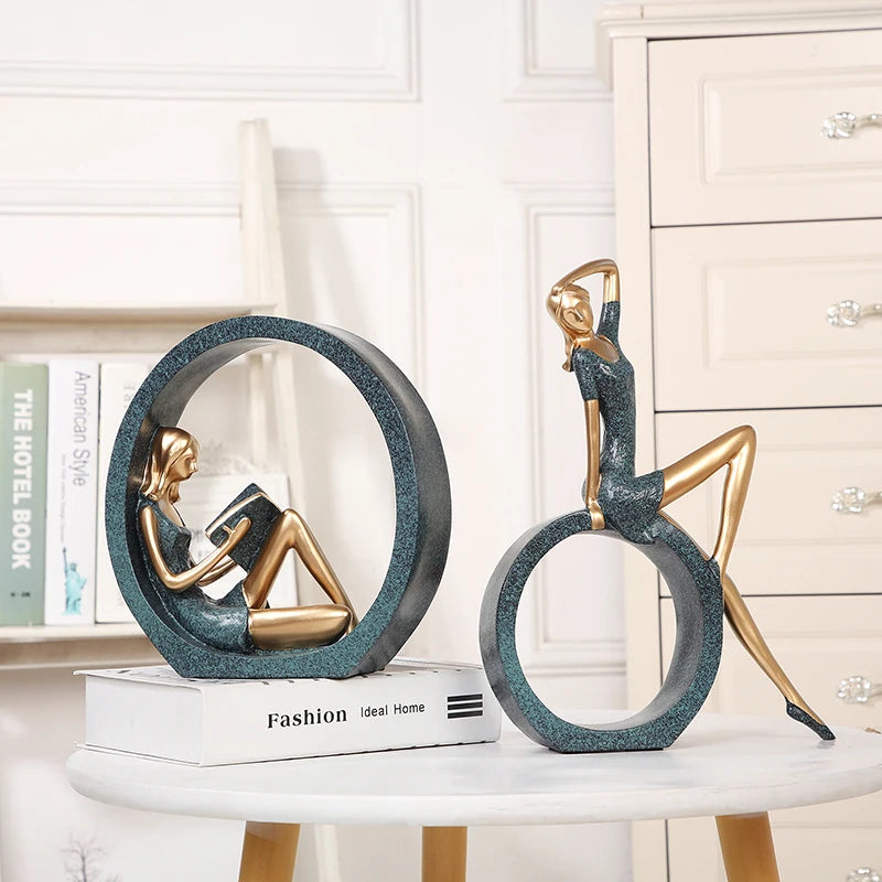 Fashion Campus Girl Figurine Handmade Resin Tight Skirt Maiden Miniature Sitting Room Character Decor Study Ornament Gift Craft