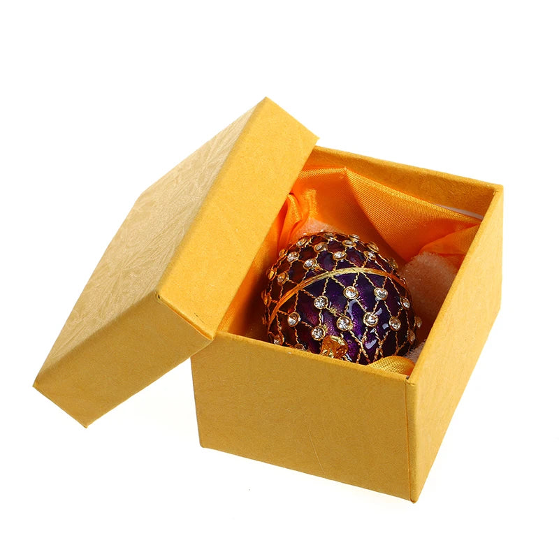 H&D Hand-painted Russia Egg Trinket Box Hinged Jewelry Ring Holder Collectible Figurine Boxes w/Crystals Home Decor (Purple)