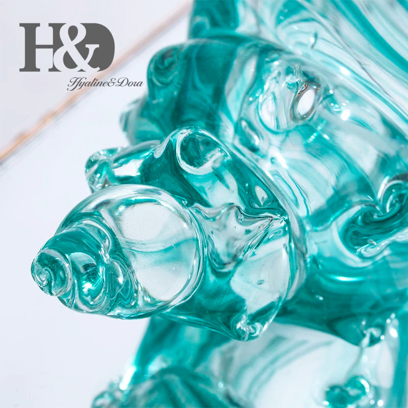 H&D Hand Blown Seashell Conch Sculpture Glass Murano Art Style Ocean Animal Paperweight Home Office Decorative Figurines