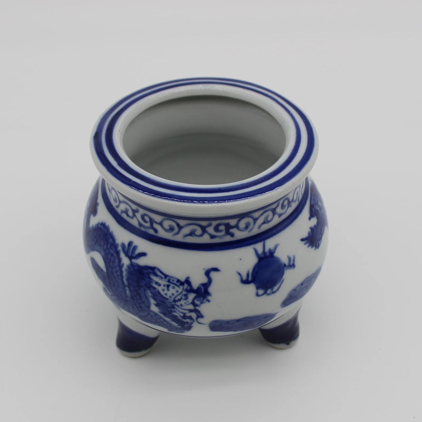 Ceramic incense burner, blue and white, Small flower vase