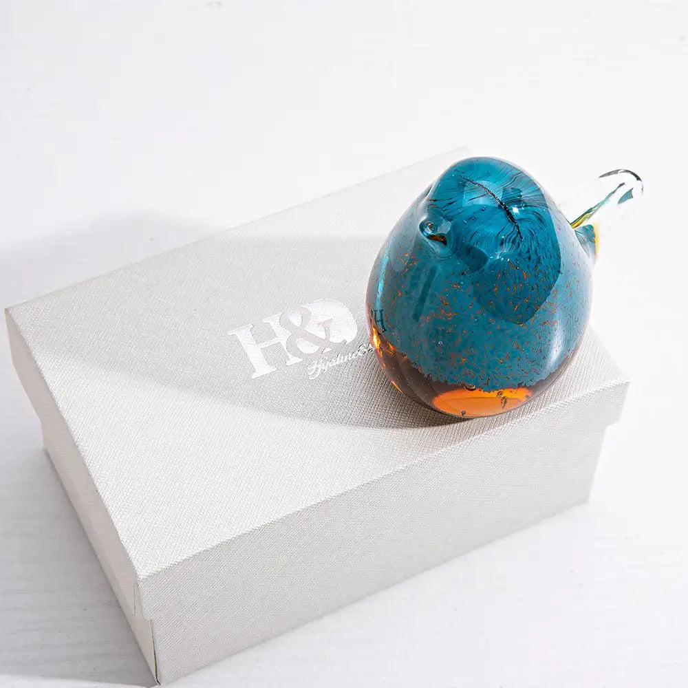 H&D Handmade Glass Bird Figurine Blown Art Animal Sculpture Home Decoration Tabletop Centerpiece Souvenir Collectible Xmas Gift