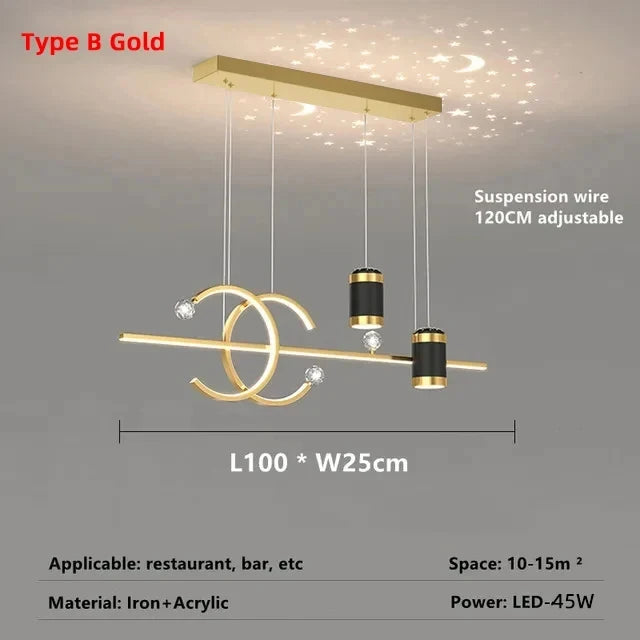 Modern Dining Room LED Pendant Light with Remote Control Dimmable Dining Table Hanging Lamp 90-260v Home Decor Chandelier Lights