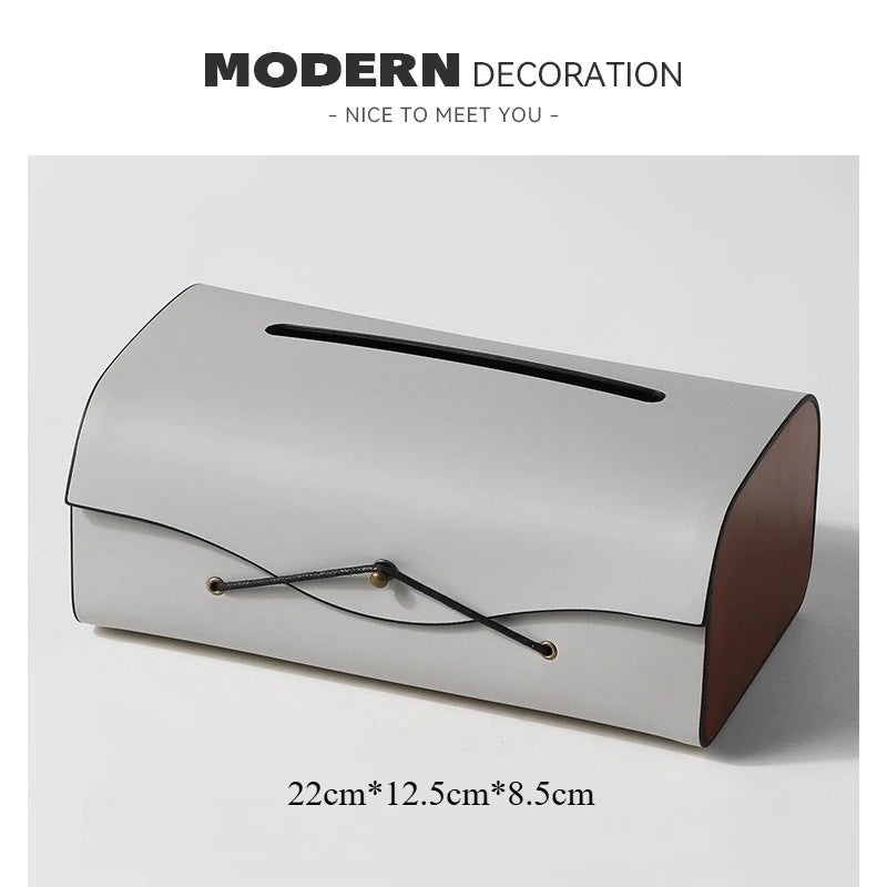 High-end Fashion PU Leather Tissue Box Holder, Rectangular Napkin Facial Tissues Holder Dispenser, Home Office Car Tissue Box