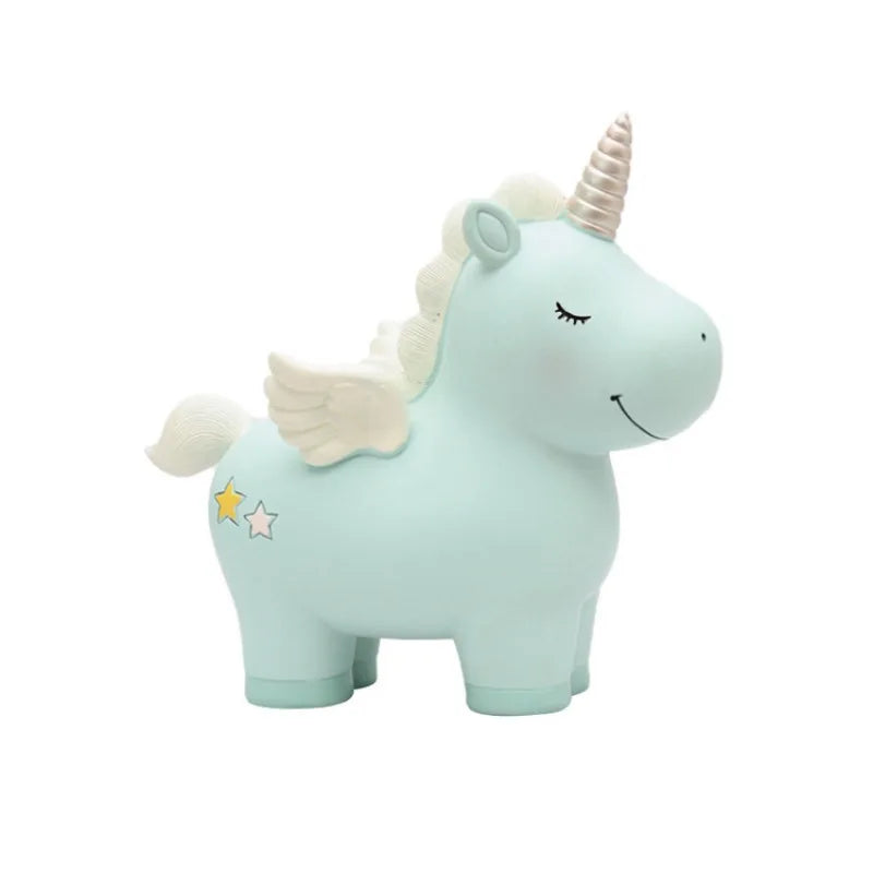 Whimsical, Charming Unicorn Resin Coin Bank - Pink Desk Decor Money Saving Box