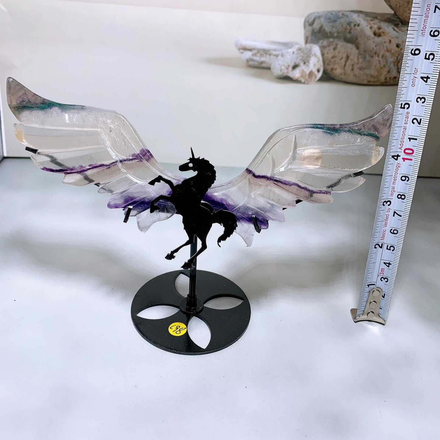Natural fluorite unicorn wings,Crystal wings with free stand,Wings carving,Wings figurine,Home decoration,Reiki healing,Crystal