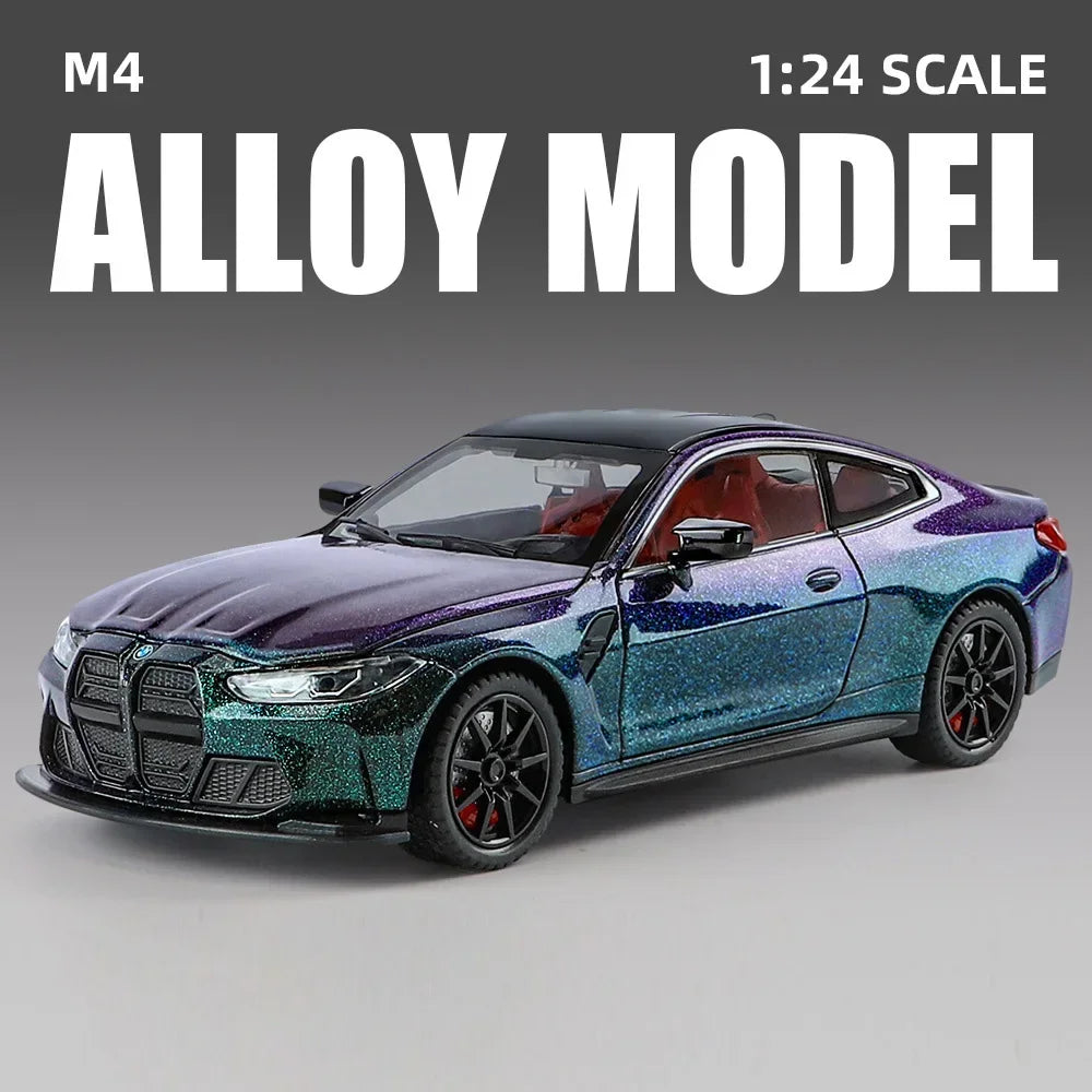1:24 Scale M4 Alloy Diecast Model Cars Toys Rubber Tires 4 Doors Opened Vehicles Light Music Toy Models for Boys Birthday Gifts
