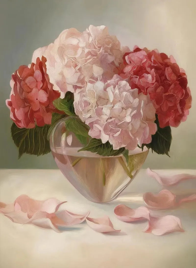 Peony Tulip Pink Roses Valentines Day Romantic Floral Vase Poster Print Wall Art Pictures Canvas Painting Room Home Decor Gift