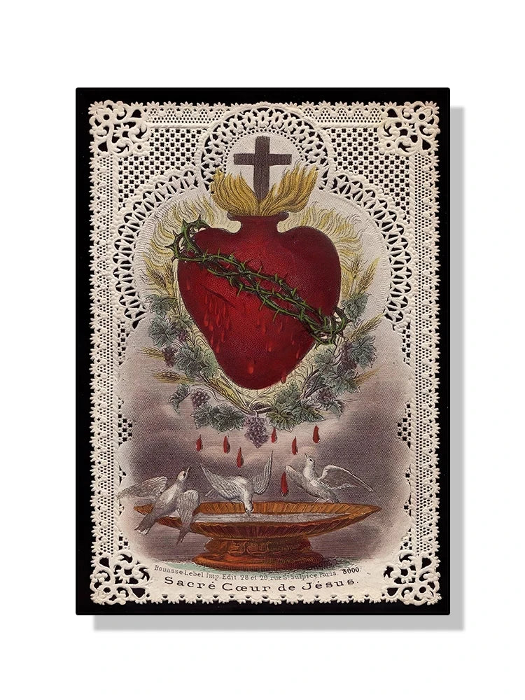 Sacred Heart of Jesus Canvas Painting Mary Sacred Heart Art Poster Print Wall Art Picture for Living Room Home Decor Frameless