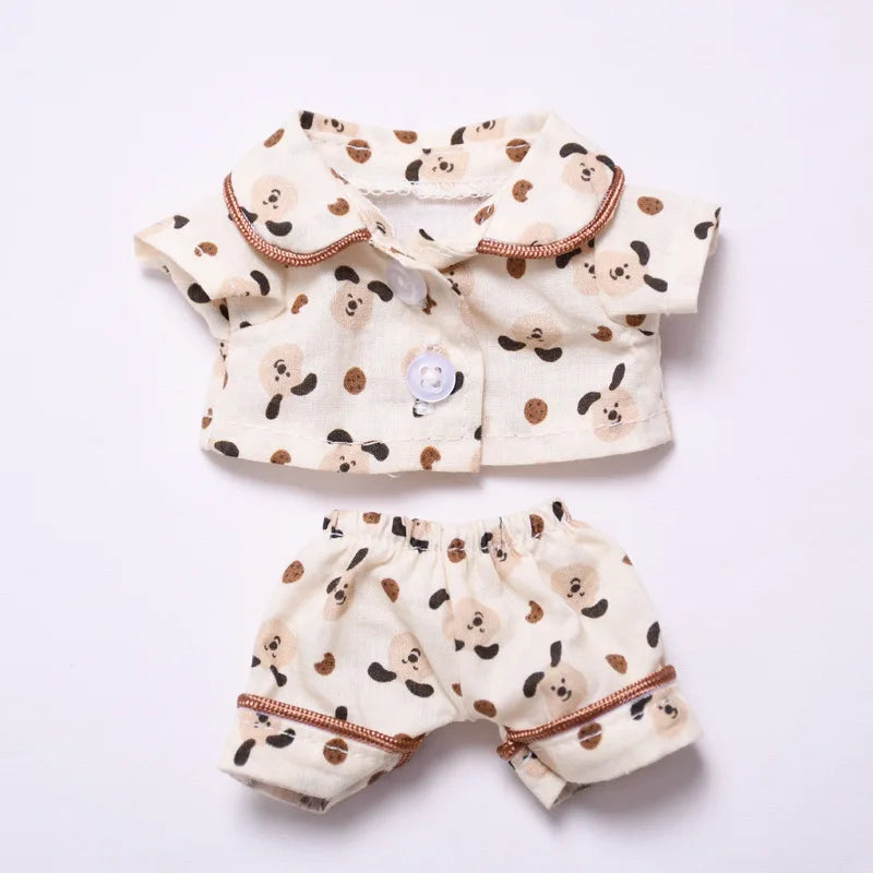 Clothing For Labubu 17cm The Monsters Doll's Clothes Outfit Accessories DIY Kid Gift Cute Dog Pajamas V1 V2 Wear Slipper Glasses