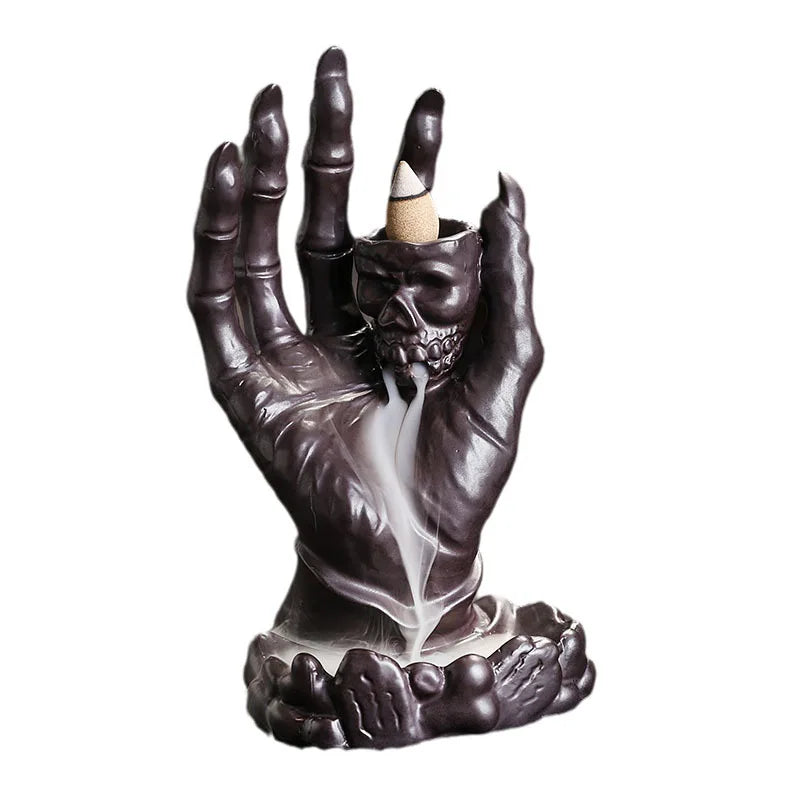 Ceramic Fambe Halloween Ghost Hand Backflow Incense Burner Creative European Festival Skull Head Buddha Furnace