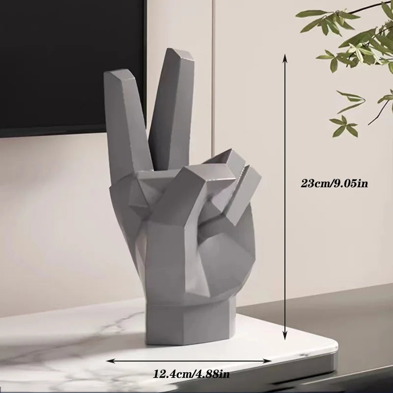 2024 New Modern Style Geometry Gesture Sculpture Resin Abstract Hand Love Statue Figurines Creative Wedding Home Living Room