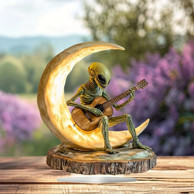 1 Bohemian Ornament/Alien Moon Guitarist Acrylic Sculpture/Tabletop Decoration