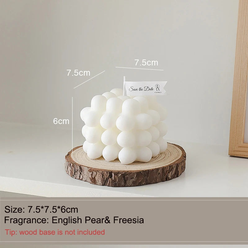 Rubik's Cube Scented Aromatic Candles Soy Wax Candles White English Pear & Freesia Aromatherapy Candle Wedding Home Decoration