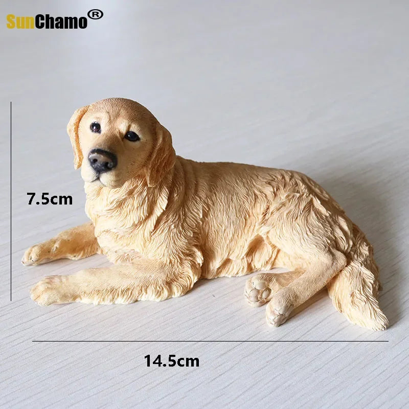 Golden Retriever's Lying Posture Simulation Animal Dog Model Car Home Jewelry Handicrafts Figurines Miniatures Decoration Crafts