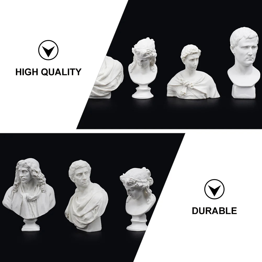 10 Pcs Desk Topper Ornaments Imitated Plaster Head Statue Decorate Household Decoration White Desktop Sculptures and figurines