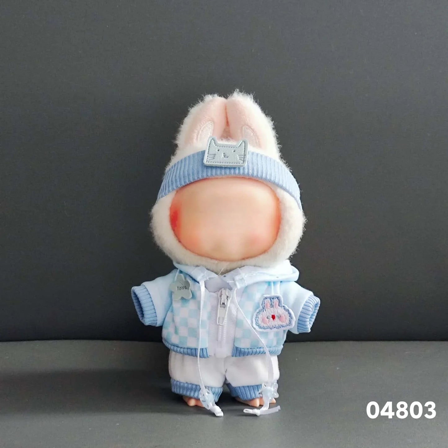 15-17cm Lafufu Doll Clothes - Monster Outfit Accessories, DIY Costume Set, Kids Gift, Pink Bunny Jumpsuit for V1 V2 V3 Dolls