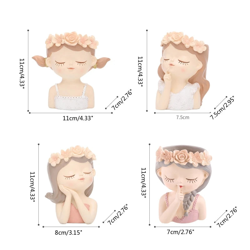 Plants Flower Pot Resin Succulent Planter Flower Vases Little Girl Garden Decoration for Home Office Plant Pot