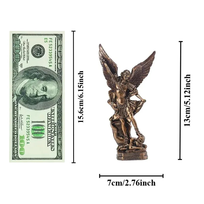 Resin San Miguel Arcangel Statue St Michael Figurine St Michael The Archangel Victoriously Over Satan Collection Sculpture