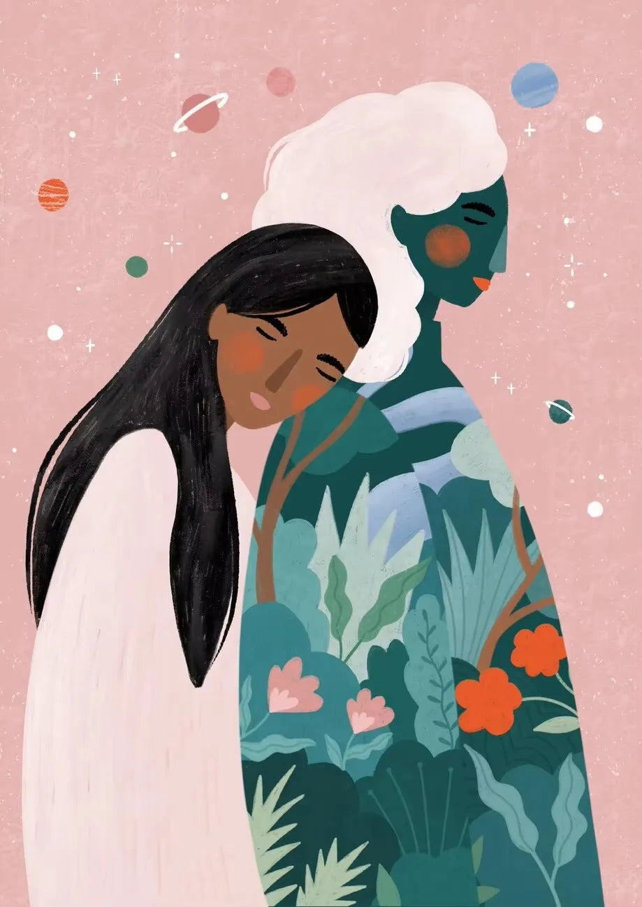 Abstract Tropical Jungle Girl Poster Print Canvas Painting Nordic Minimalistic Landscape Wall Art Pictures for Living Room Decor