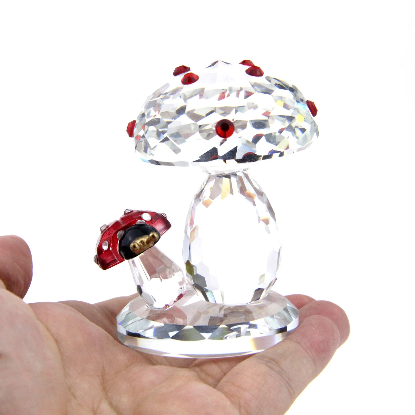 Crystal Ladybug Mushroom Figurine Art Glass Animal decoration Paperweight Home Decor Ornament Collectible Gift Birthday Gifts