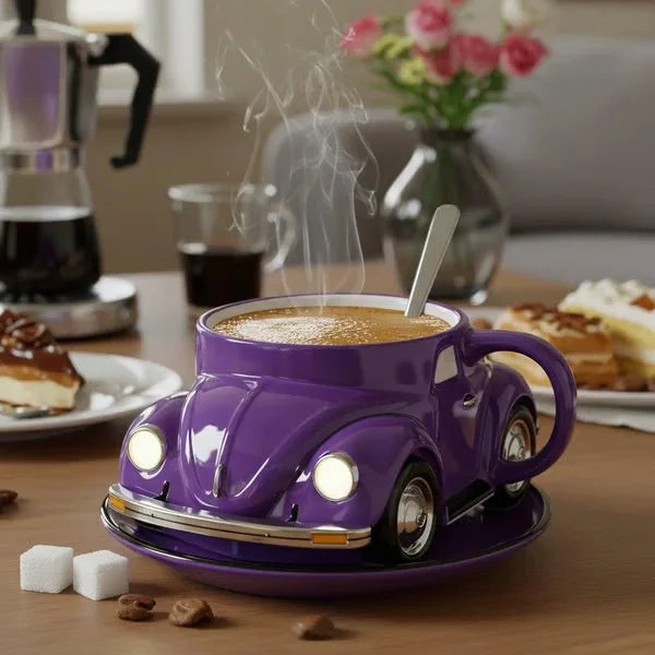 New Unique Mustang & Beetle Car-Shaped Coffee Mug - Stylish Vintage Cup Creative Automotive Design Drinkware Trendy Mug