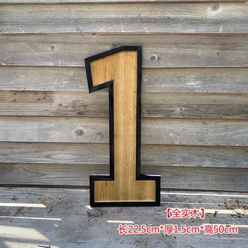 Uppercase English Letter Combination Distressed Solid Wood Bar Ornaments Cafe Shop Logo Decor Desktop Crafts Art Decoration