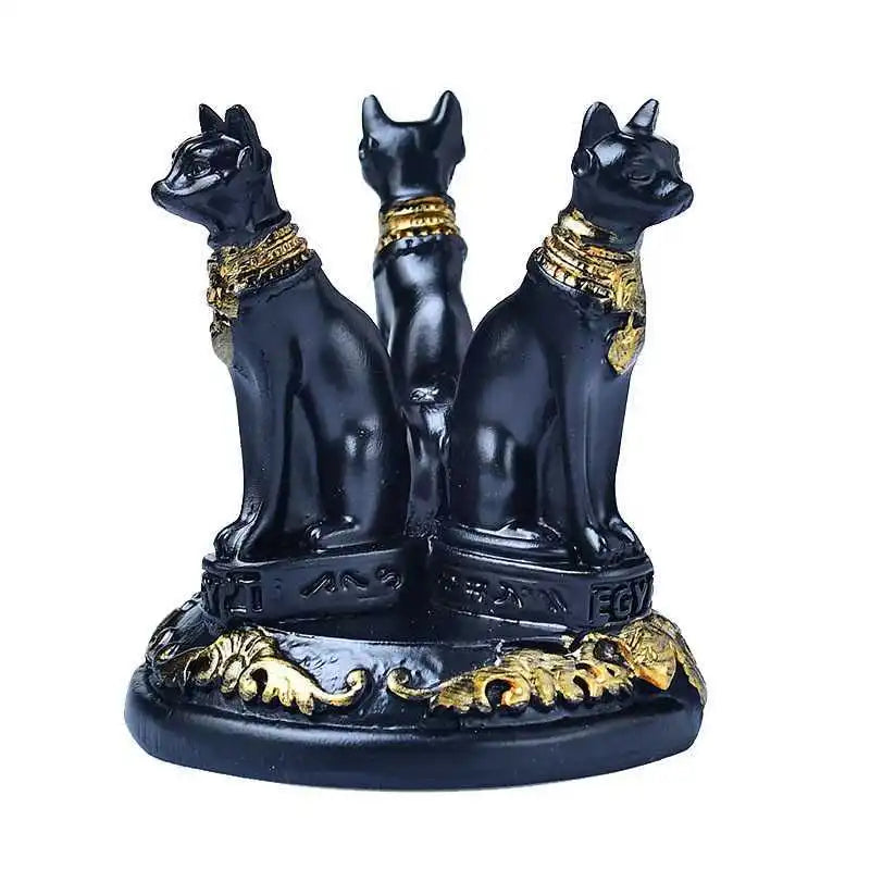 1pc diffuser Cat Crystal Ball Stand Cats Shape Sphere Holder Triple Egyptian Display Base Resin Figurine Statue Office HomeDecor