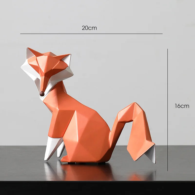 Fox Figurine Statue Gifts Geometric Sculpture Decor Polyresin Animal Arts Decoration Sculpture Home Decoration Gift Home