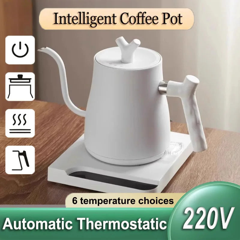 220V Coffee Pot Electric Espresso Pots Gooseneck Kettle 6 Temperature