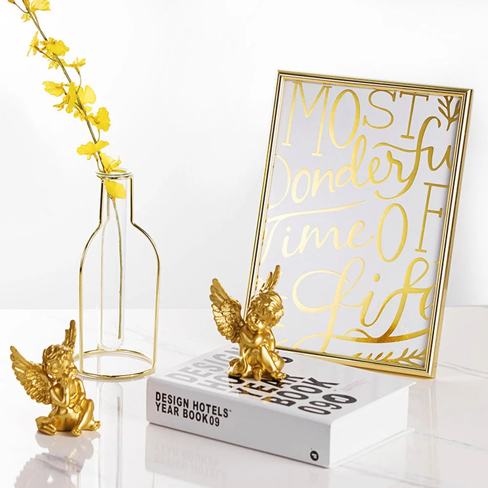 Adorable Sculpture Adorable Statue Ornament Decor for Home Craft Birthday Gift ( Golden )