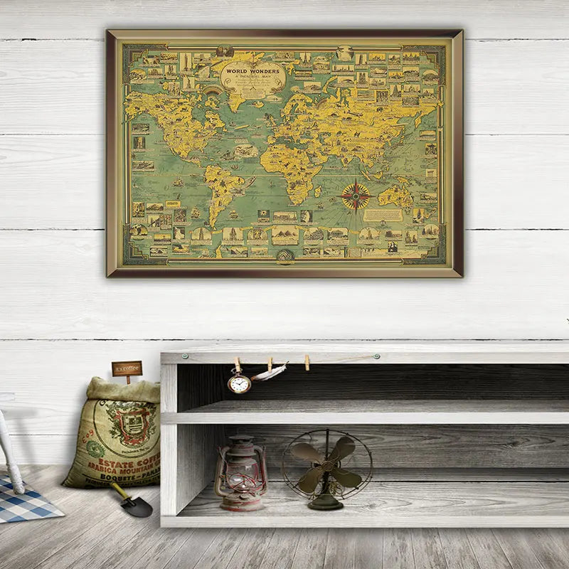 Hot Posters World Architectural Miracle Landmark Home Decor Creative Bedroom Diy Retro Kraft Paper Poster Theme Bar Wall Sticker