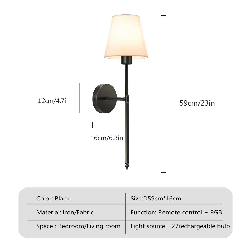 Rechargeable LED Wall Lamp Nordic RGB bulb Removable Wireless Wall Lamp For Bedroom Bedside Hallway Indoor Decorative Fixtures