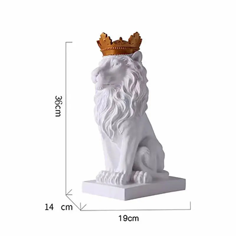 Lion Animal Figurines Resin Crown Lions Statue Handmade Artwork Gift Home Office Decor Ornament Living Room Desk Home Decor