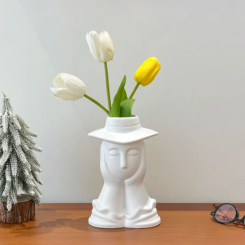 Modern Minimalist Gentleman's Face Shaped Vase Home Decoration Living Room Foyer Model Room High End Decorative Vase