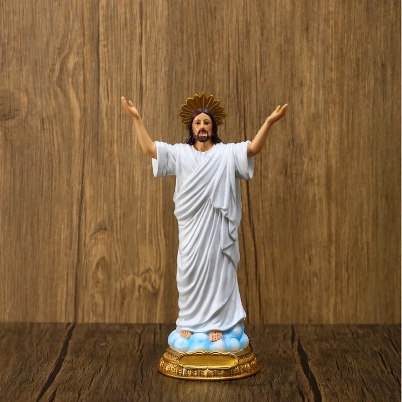 1Pc 8 Inches Alleluia He Is Risen Jesus Christ Statue Resurrection Figurine Auto Decoration Christian Saint Statue