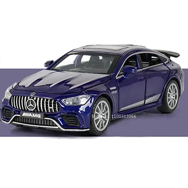 1:32 Alloy C63S GT63S Cars Models Diecast Toys Doors Opened Miniature Vehicles Rubber Tires Light Music Car Boys Xmas Gifts