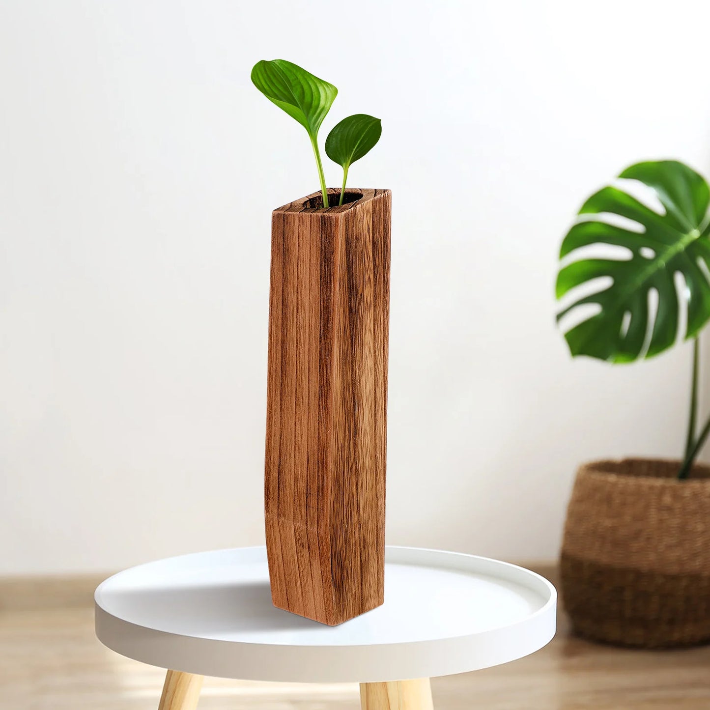 Floor Standing Vase Plant Container Wood Decorative Plant Pots Flower Vase Wooden Decoration Vase Flower Pot Desktop Decoration