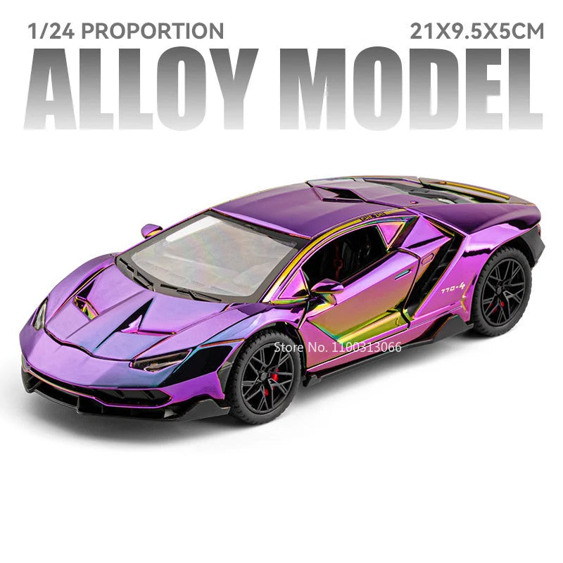 1:24 Lambor LP770-4 Huracan STO Toy Model Sports Cars Wheels Turned Miniature Car 4 Doors Opened Vehicle Boys Educational Toys