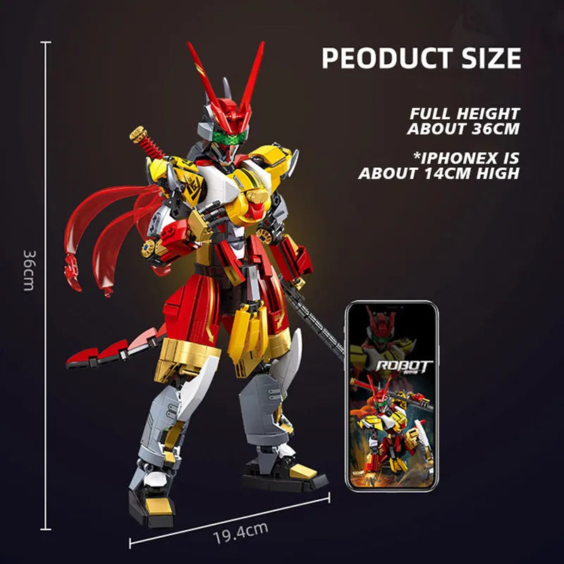 34CM Cyber WU Kong Building Blocks Decor Monkey King Anime Figure Model Diy Collection Bricks Toy Boys Birthday Gift