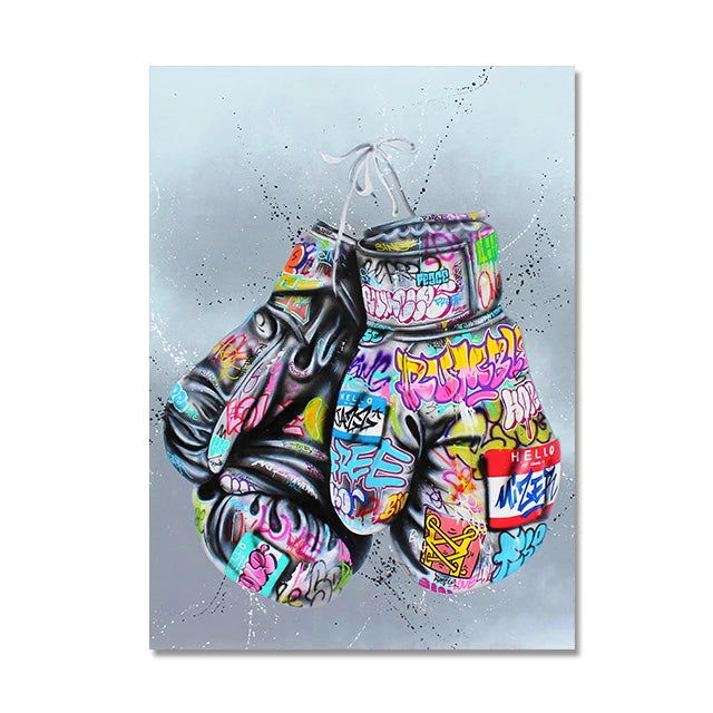 Abstract Luxury Pop Art Posters Boxing Gloves Graffiti Canvas Painting Fashion Wall Art Pictures Home Living Room Decor No Frame
