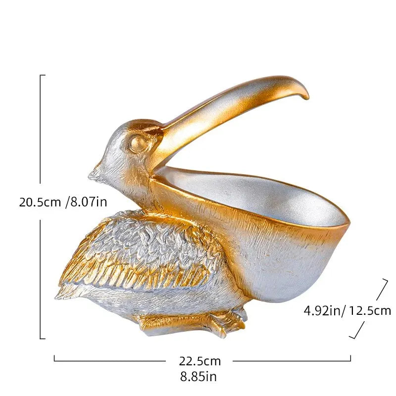Animal Pelican Shape Storage Box, Statue,Big Mouth Bird Storage Box, Key Watch Snack Candy Storage Holder,Home Decor