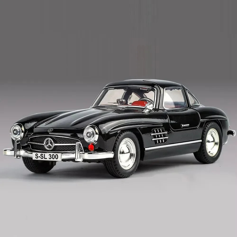 1:24 300SL Alloy Toys Diecast Models Cars 4 Doors Opened Vehicles Light Music Wheel Steering Vintage Car Children's Day Gifts