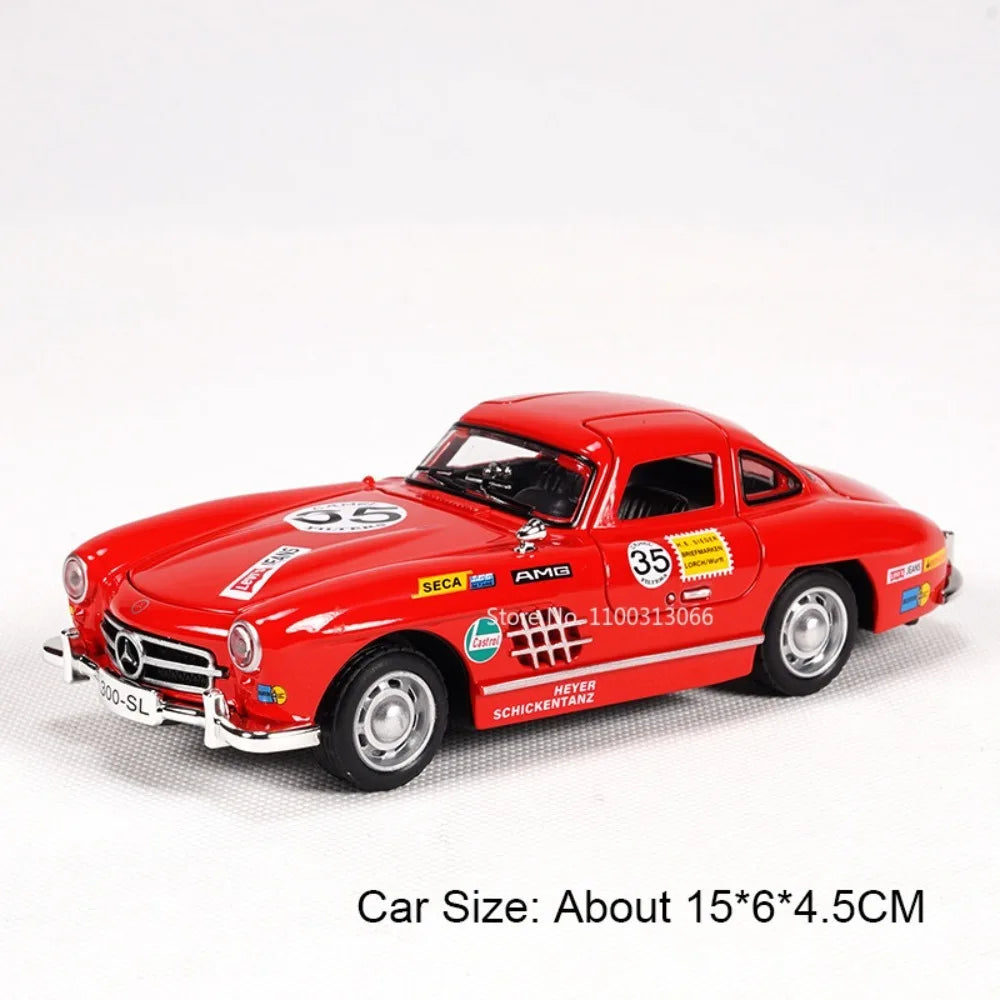1:32 Alloy Diecast 300SL Toys Models Cars with Light Music Miniature Vintage Car Doors Opened Vehicles for Child Adult Gifts