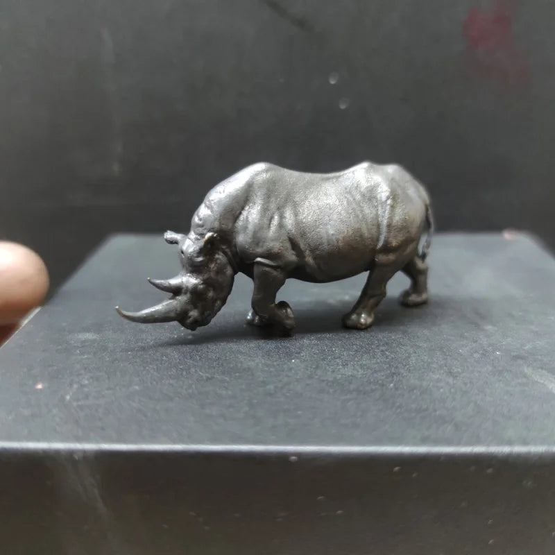 Miniature Rhinoceros Pure Coppe Figurine Animal Model Art Decoration Accessories Tabletop Interior Craft Objects Home Ornament