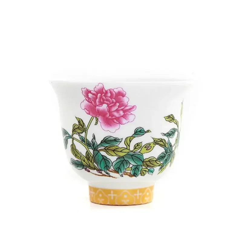 Kung Fu Tea Cup Twelve Flower Gods Set Enamel Pastel Ceramics 12 Pieces Gift Box Host’s Ceramics & Pottery Chinese Teaware