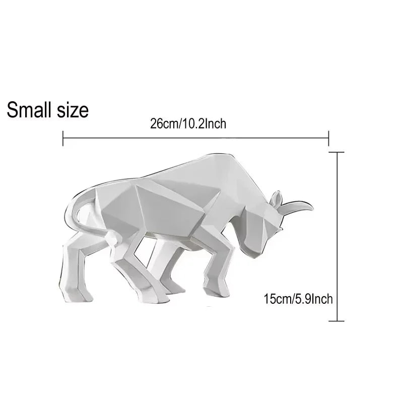 YuryFvna Morden Geometric Bull Statue Ornament Cafe Cattle Sculptures Animal Figurines Abstract Hotel Home Decoration