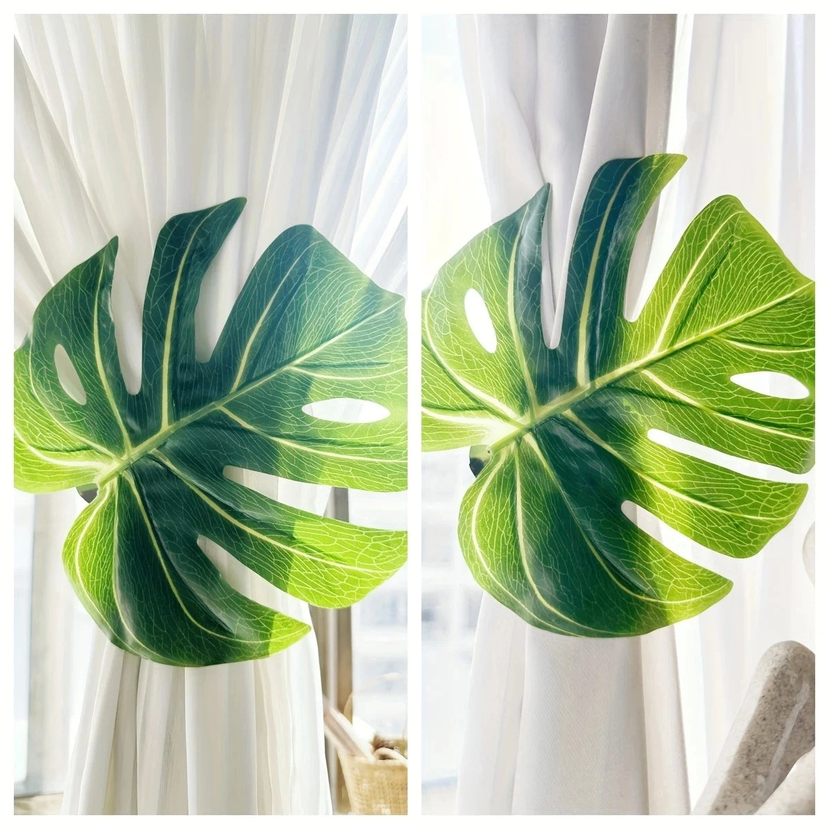 1/2/4 Pc:Creative Handmade Monsoon Palm Leaf Curtain Clip for Bedroom Living Room Decoration Curtain Straps Home Decoration