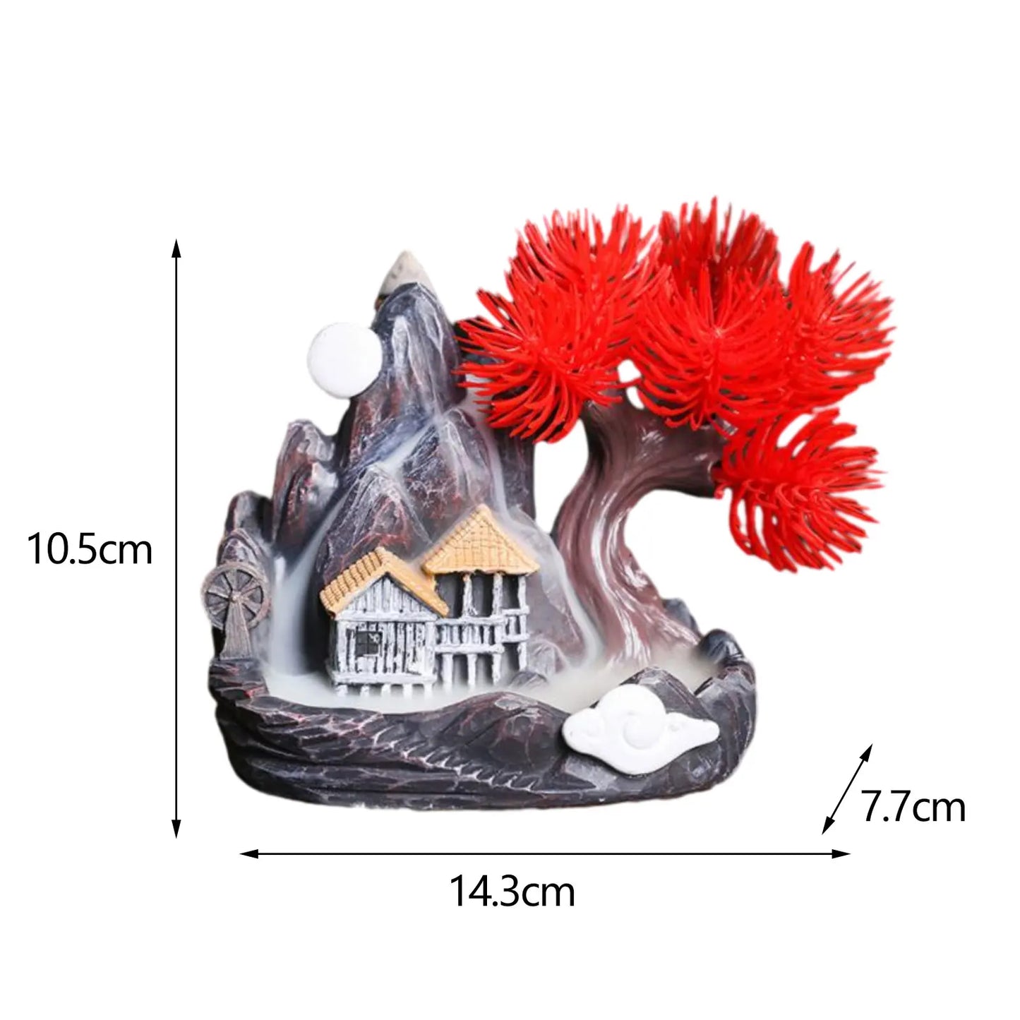 Waterfall Incense Holder Desktop Ornament Rockery Statue Mountain River Backflow Incense Burner for Yoga Indoor Home Decor